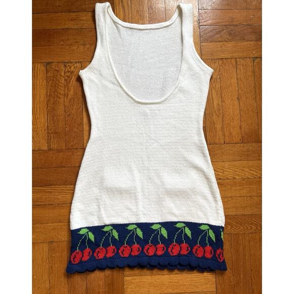 Urban Outfitters Kimchi Blue Sleeveless Cherry Knit Dress M Cottagecore Y2K Cute - Picture 3 of 12
